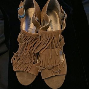 Brown suede sandals. worn once in the house only.